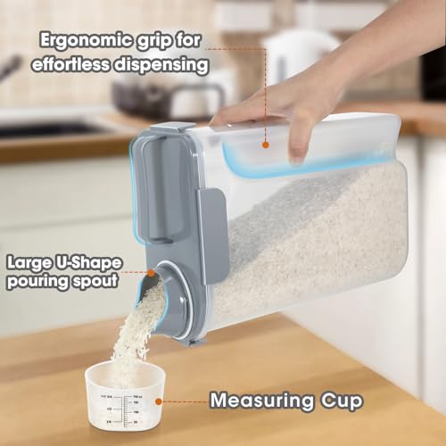 Airtight 10 Lbs Rice Storage Container Pet Dog Cat Food Holder 5 Lbs