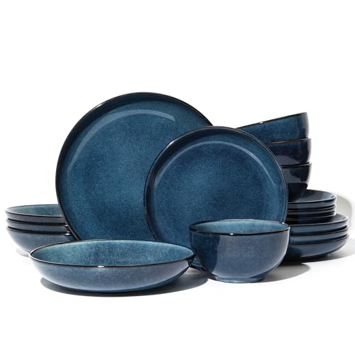 16 Piece Double Bowl Dinnerware Sets with Pasta Bowls