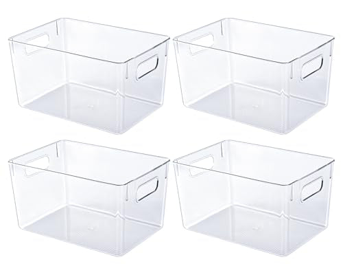 Clear Plastic Storage Bins (4 Count)