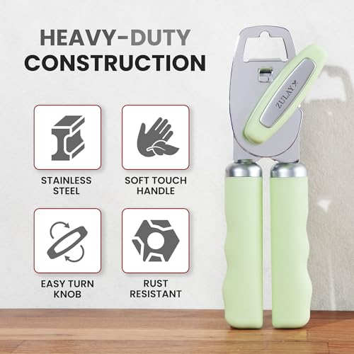 Heavy Duty Stainless Steel Can Opener Manual with Bottle Opener