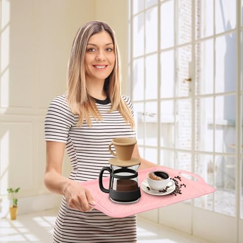 Large Non Slip Serving Tray with Handles (4 Count)