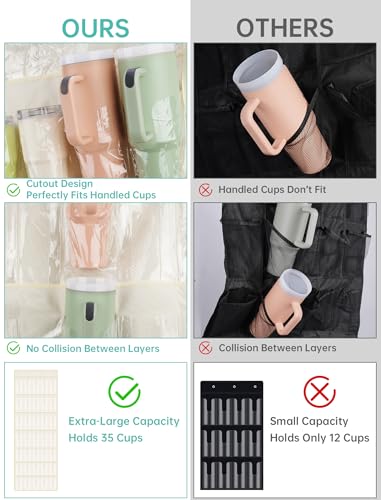 35 Pocket Door Hanging Cup Organizer Fit for Stanley Tumbler 30 40oz