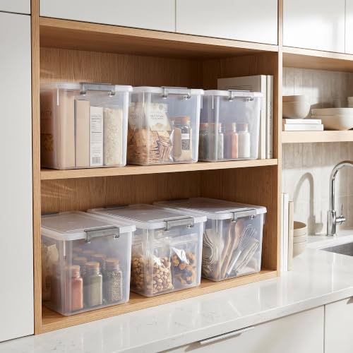 32 QT Plastic Storage Bins with Latching Lids Stackable Storage Containers for Organizing Large Clear Storage Box for Garage (2 Count)