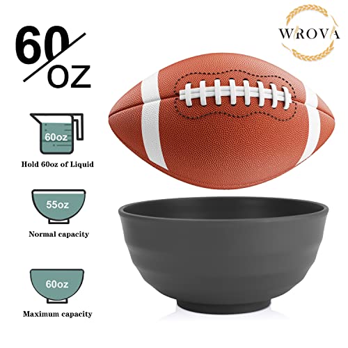 Wheat Straw Bowls Set 60 OZ Unbreakable Large Cereal Bowls Set of 6 Microwave and Dishwasher Safe Bowls Big Bowls for Apartment and Dorm BPA Free Soup Bowl for Serving Oatmeal and Salad