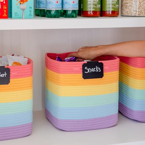 Storage Cubes 11 Inch Cotton Rope Woven Baskets for Organizing (3 Count)