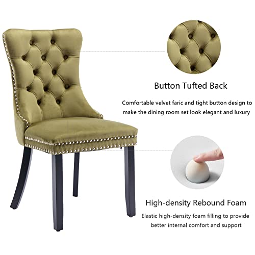 Olive Green Velvet Dining Chairs Set of 2 (2 Count)