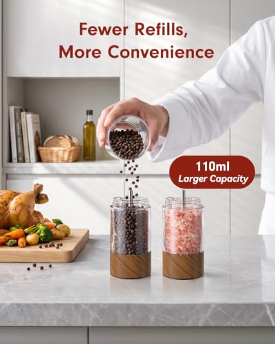 Larger Capacity Rechargeable Electric Salt and Pepper Grinder Set