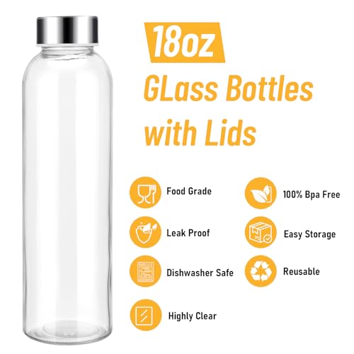 18oz Glass Water Bottle Set of 6 (6 Count)