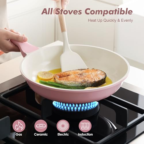 11Inch Nonstick Ceramic Frying Pan with Lid