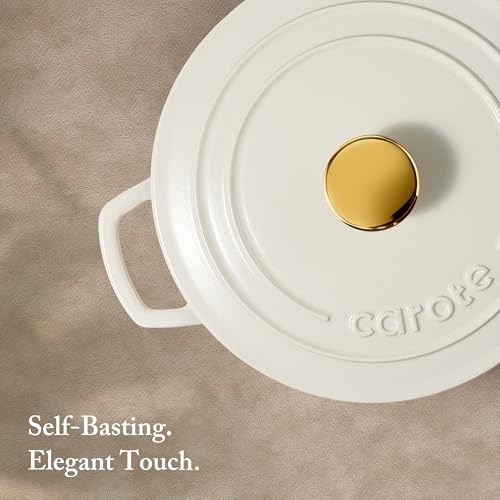 7QT White Enameled Cast Iron Dutch Oven Pot with Lid