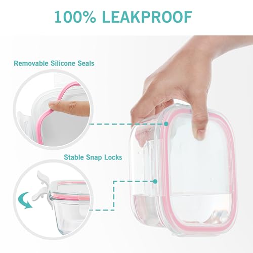 8 Pack Glass Food Storage Containers with Airtight Lids (8 Count)