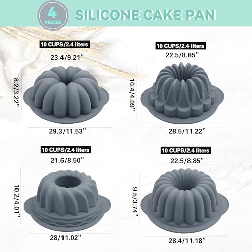 4 Pieces Silicone Fluted Tube Cake Pans