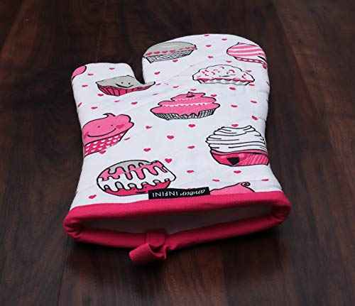 Oven Mitts Set of 1 Quilted Liner with Hanging Loop Non Slip (2 Count)