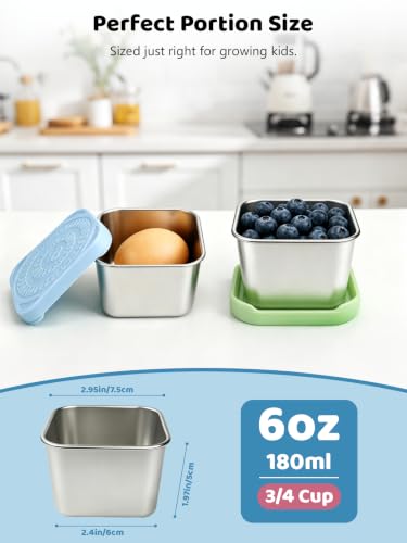 6 Pack Stainless Steel Snack Containers for Kids (6 Count)