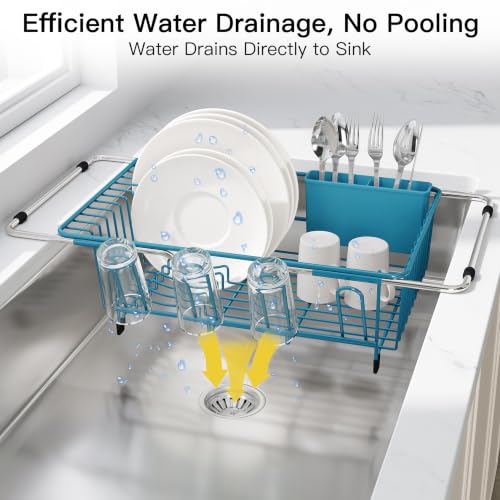 Blue Dish Drying Rack in Sink