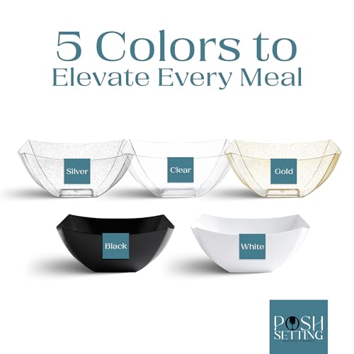 4 Pack Disposable White Plastic Serving Bowls Square Party Candy Use 16oz (4 Count)