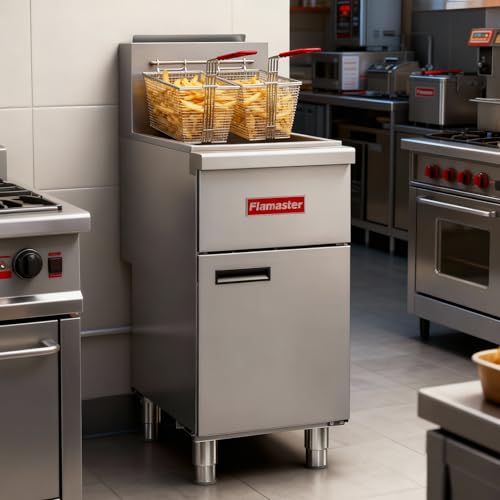 Commercial Gas Floor Fryer with 2 Baskets