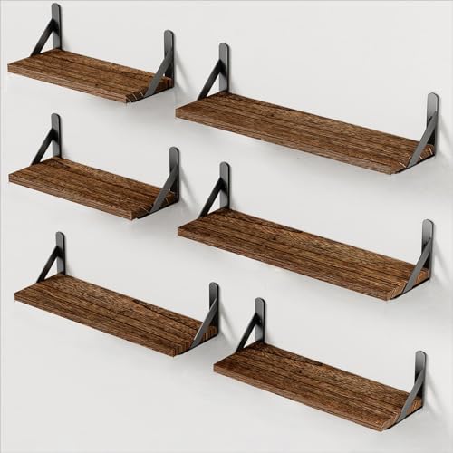 Amada Solid Paulownia Wood Wall Shelves (6 Count)