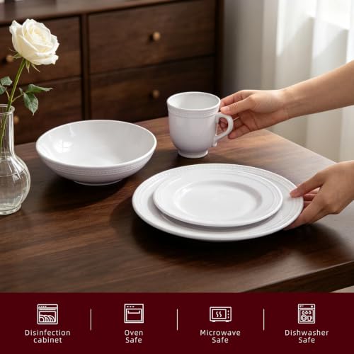 HomeVSS 16 Piece Pearl Dots Stoneware Dinnerware Set