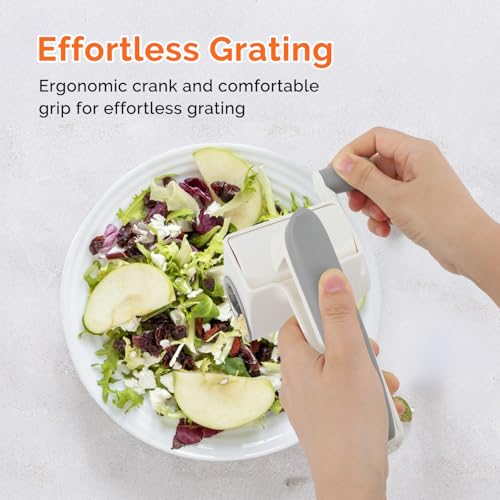 Patented Handheld Parmesan Cheese Grater with 2 Rotary Drums