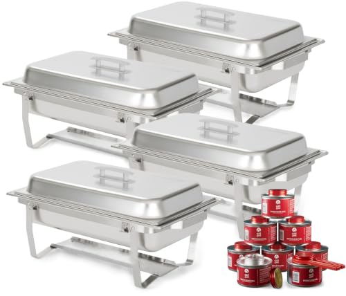 4 Pack 8QT Chafing Dish Full Set with 8 Pack DEG Chafing Fuel