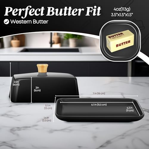Large Ceramic Butter Dish with Lid for Countertop