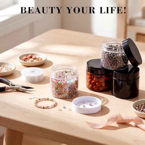 6 Pack 2 oz Plastic Jars Containers with Lids Wide (6 Count)