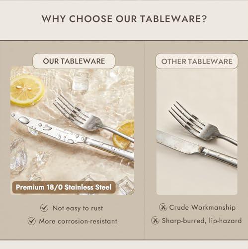 48 Piece Silverware Set with Steak Knives (48 Count)