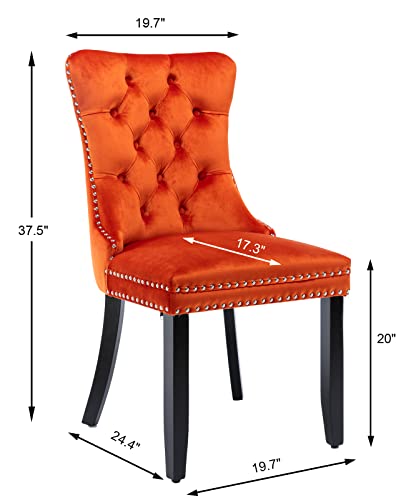 Orange Velvet Dining Chairs Set of 4 (4 Count)