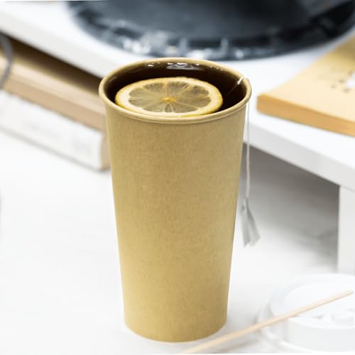 20oz Kraft Paper Coffee Cups [600 ct] Disposable (600 Count)