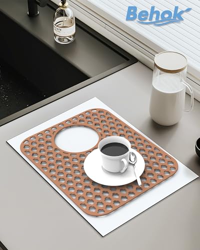 2 Pack Silicone Sink Protector Mat for Kitchen Sink Rear Drian Coffee