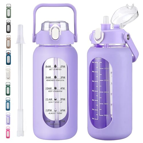 64oz Glass Water Bottles with Straw