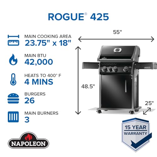Rogue 425 3 Burner Natural Gas Grill with Range Side Burner