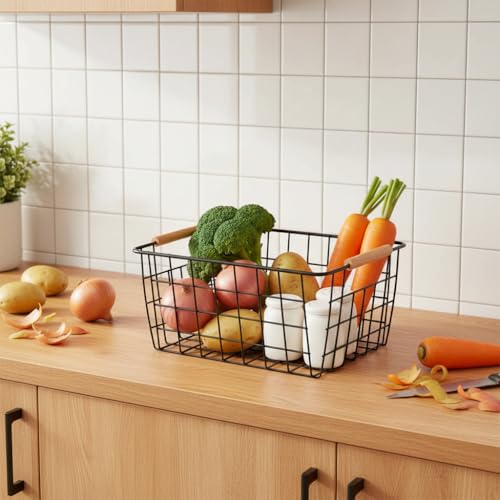 Metal Black Wire Basket (4 Count)
