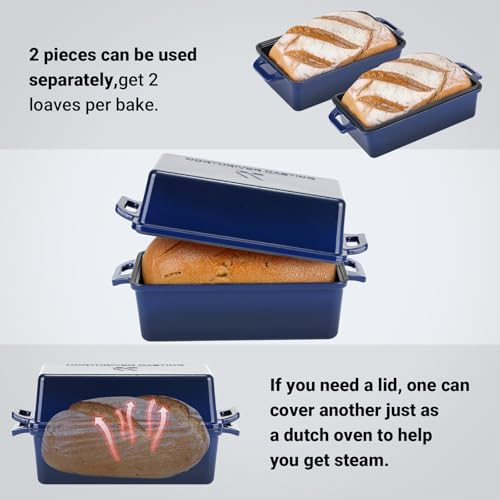 2 in 1 Enameled Cast Iron Bread Pan with Lid