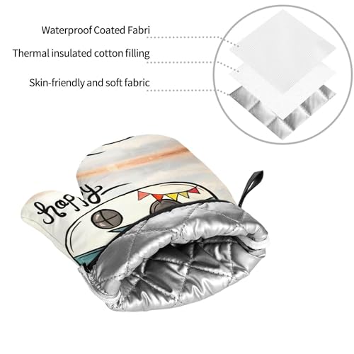 Happy Camper Oven Mitts and Pot Holders Sets of 4 (4 Count)