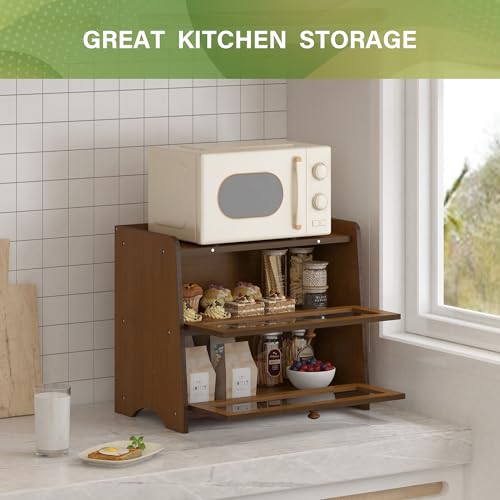 Double Layer Bread Box Container for Kitchen Countertop Homemade Bread