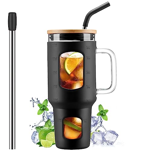 Glass Tumbler with Straw and Lid
