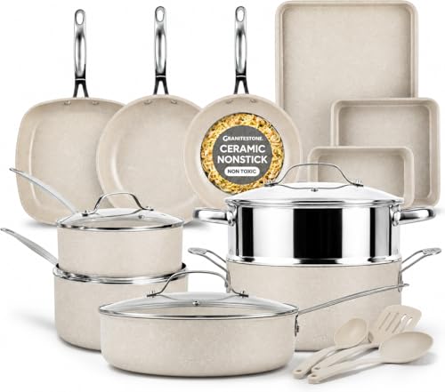 Ceraluxe 20Pc Pots and Pans Set Non Stick Ceramic Cookware Set