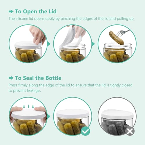 Glass Pickle Container with Strainer