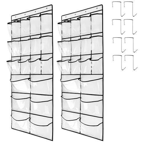 2 Pack Extra Large Hanging Crystal Clear Over Door Shoe Organizers (2 Count)