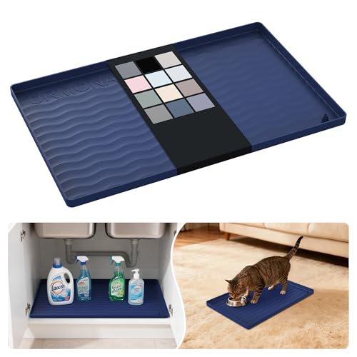 Waterproof Silicone Under Sink Mat 19'' x 12'' Shelf Liner for Kitchen and Bathroom
