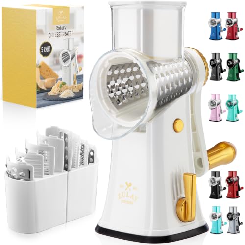 Rotary Cheese Grater Manual Hand Crank 5 Blade Shredder