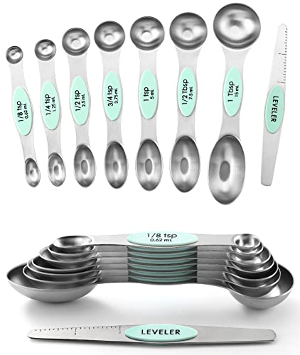 Stainless Steel 8 Magnetic Measuring Spoons Set (2 Count)
