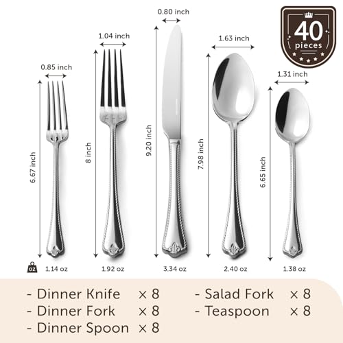40 Piece Silverware Set