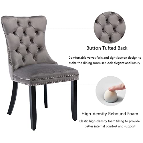 Grey Velvet Dining Chairs Set of 4 (4 Count)