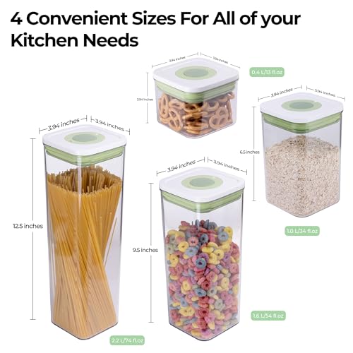 Set of 4 Pop Airtight Food Storage Containers with Date Recording Lids (5 Count)