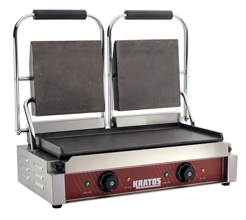 Commercial Electric Panini Sandwich Grill with Smooth Plates