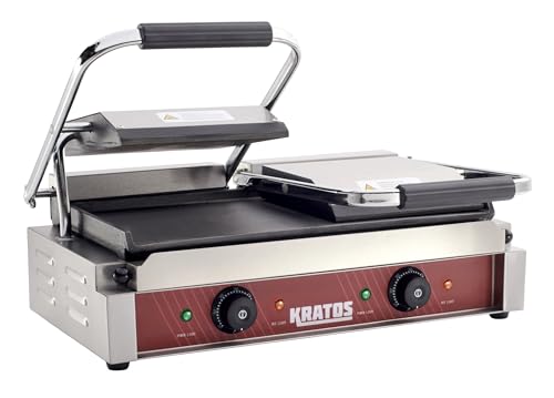 Commercial Electric Panini Sandwich Grill with Smooth Plates