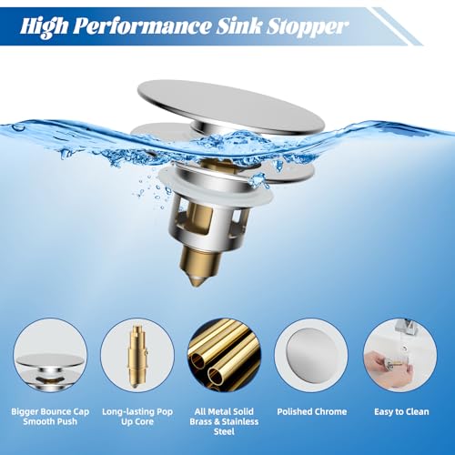 All Metal 2 in 1 Bathroom Sink Stopper